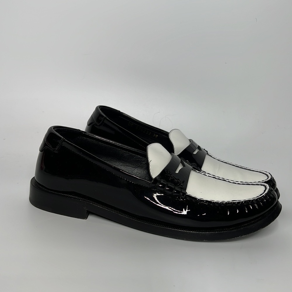 ❌SOLD❌ Saint Laurent Le Loafer Flats in Nero & Blanc Optique 38 - Picture 2 of 10